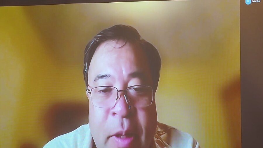 Brian Lue joining remotely on the big screen
